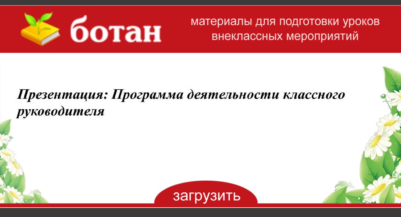 Программа работы классного руководителя