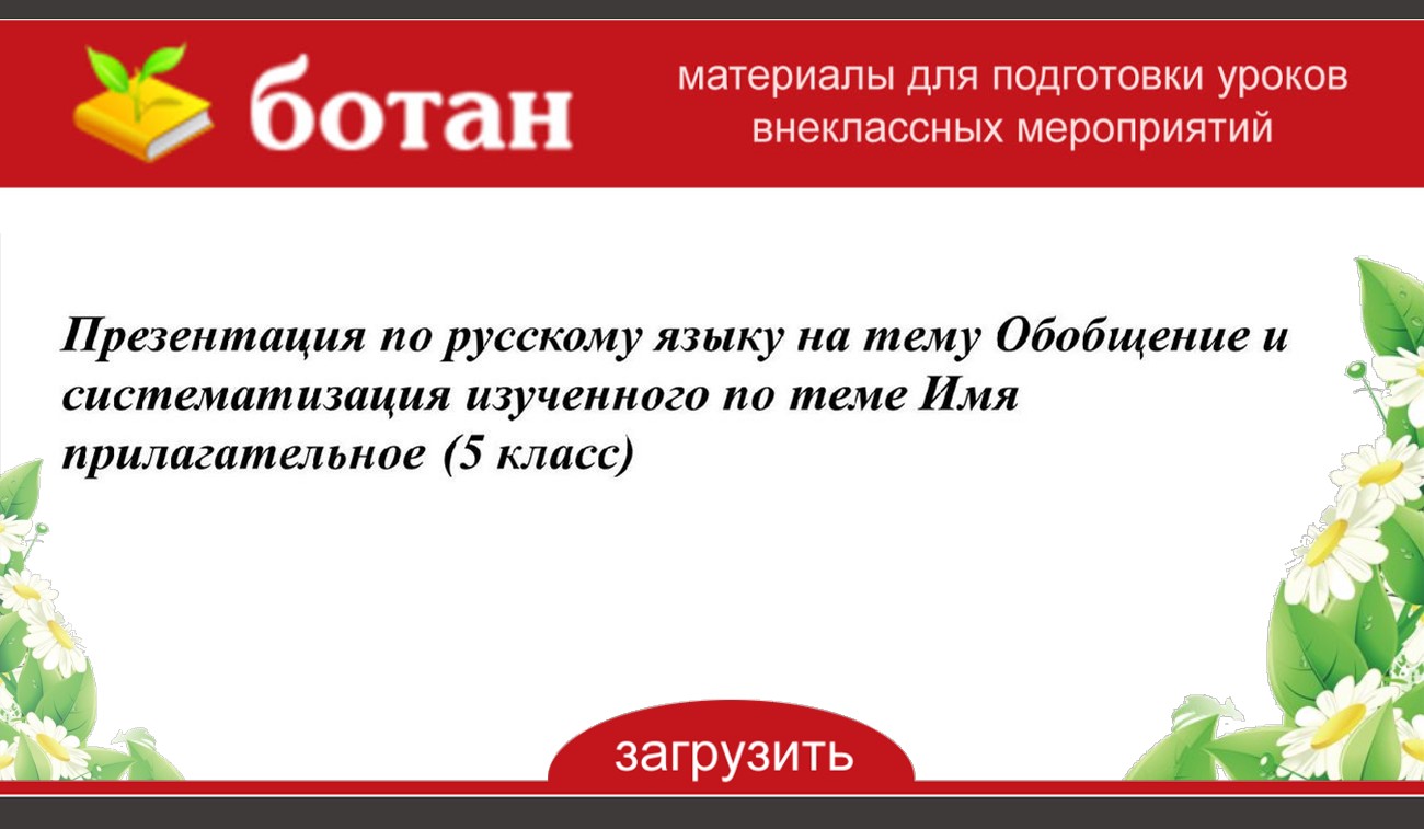 Имя прилагательное 5 класс обобщение презентация