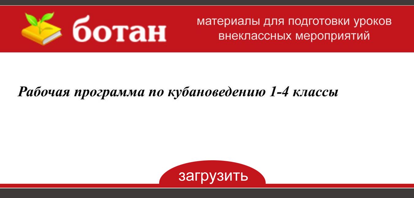 Рабочая программа по кубановедению 1-4 классы - БОТАН