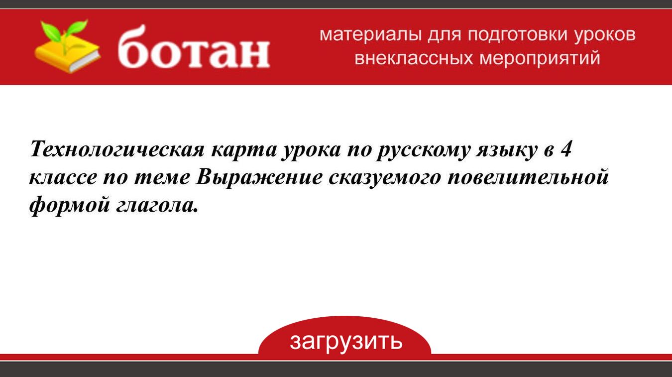 Технологическая карта урока по русскому языку 4 класс