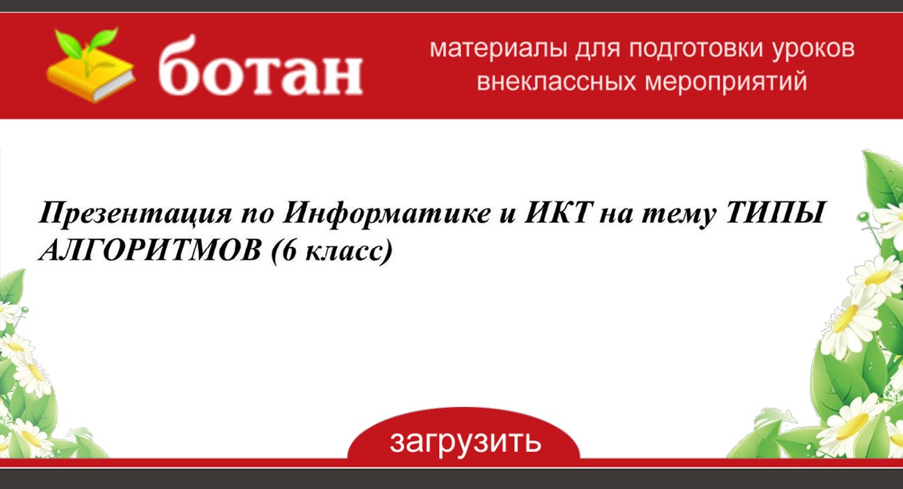 Презентация по теме типы алгоритмов 6 класс