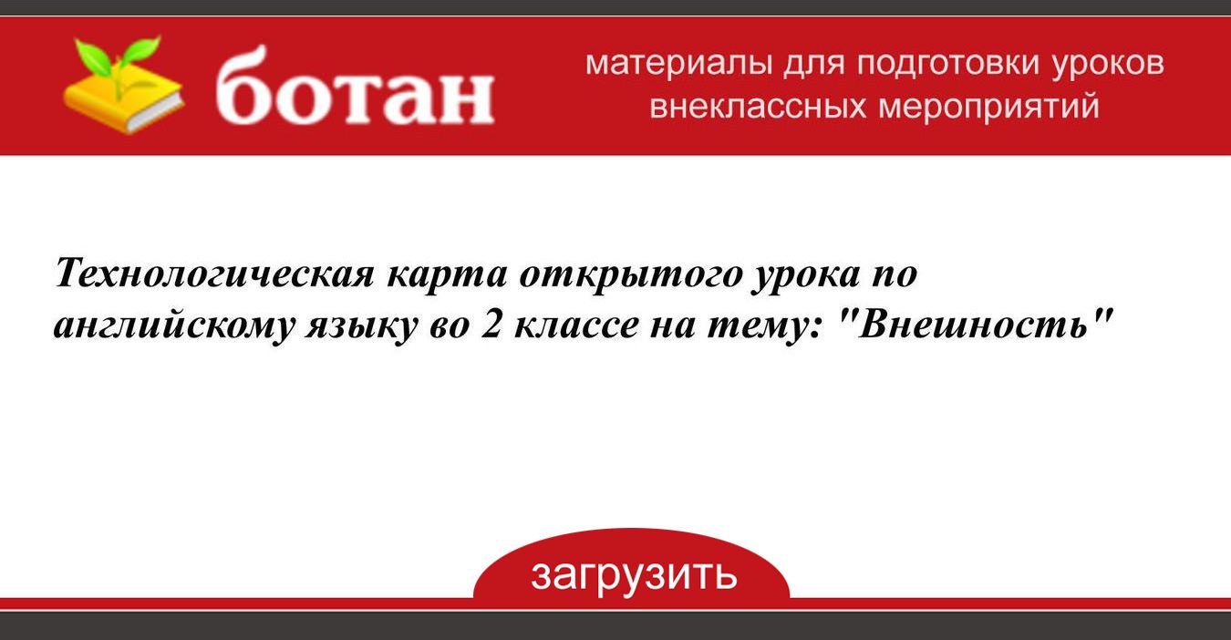 Карта урока по английскому языку