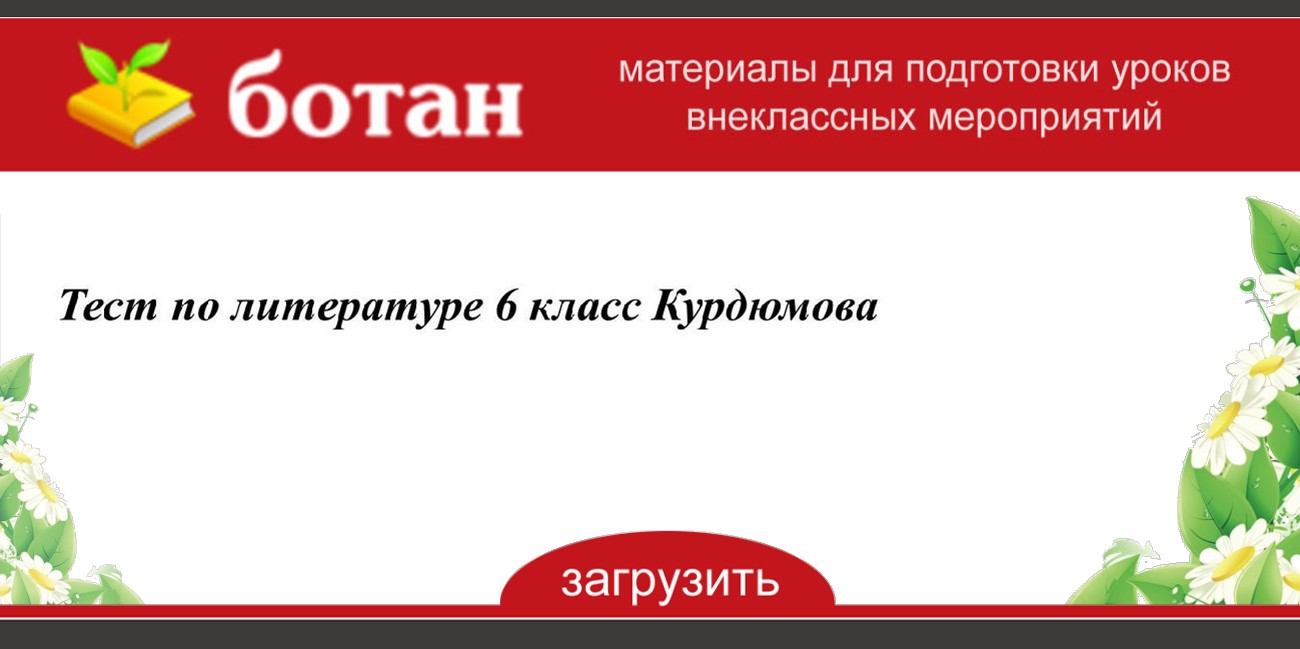 Итоговый тест по литературе 6 класс презентация