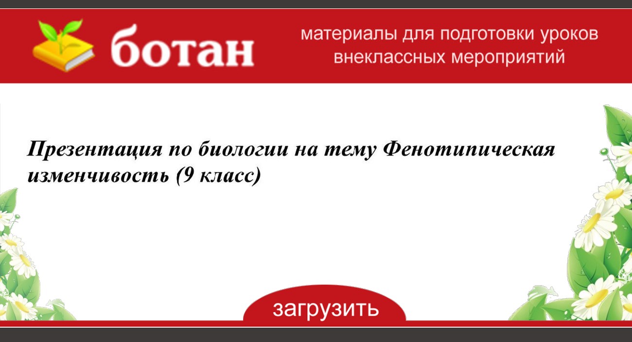 Фенотипическая изменчивость 9 класс презентация