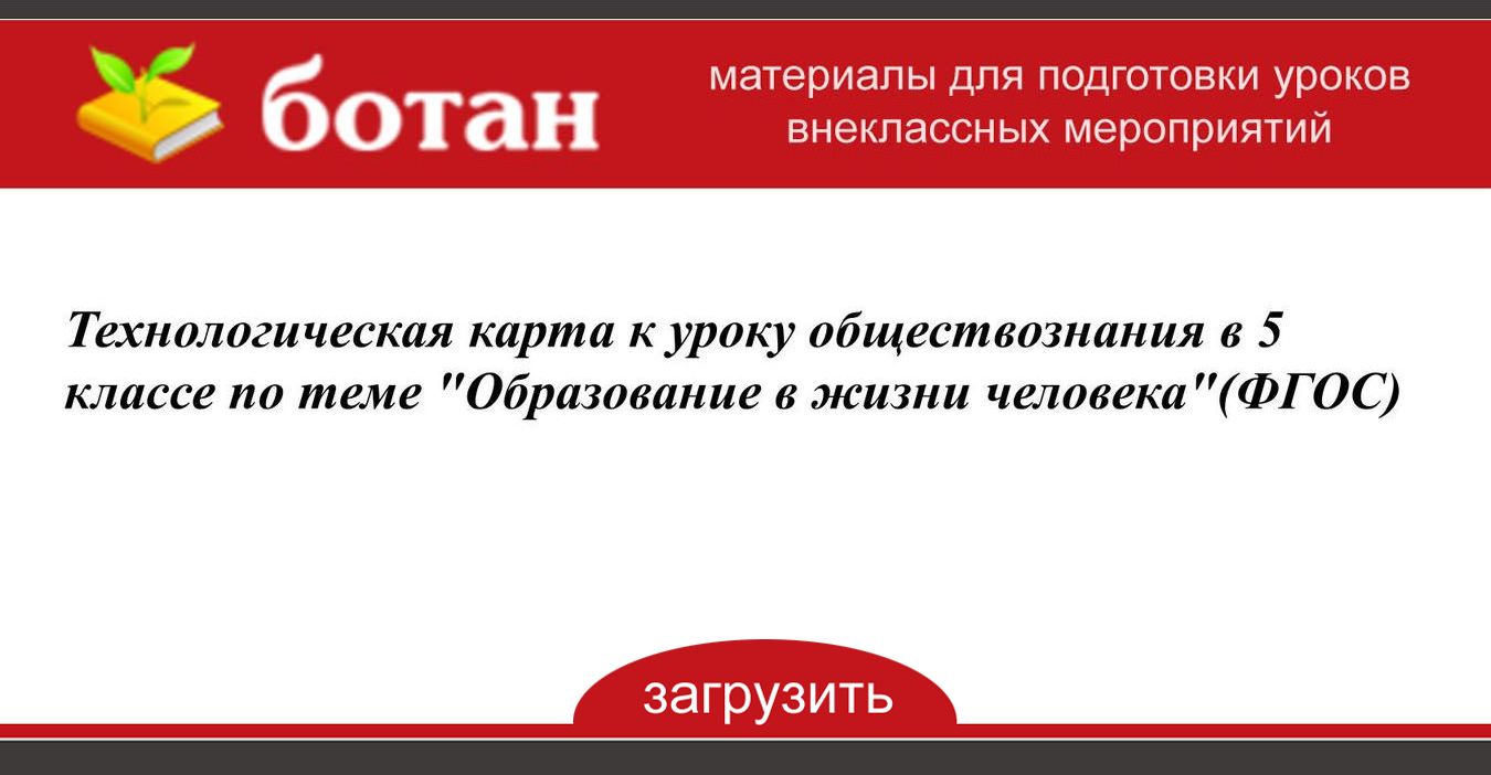 Технологическая карта урока обществознание 6 класс