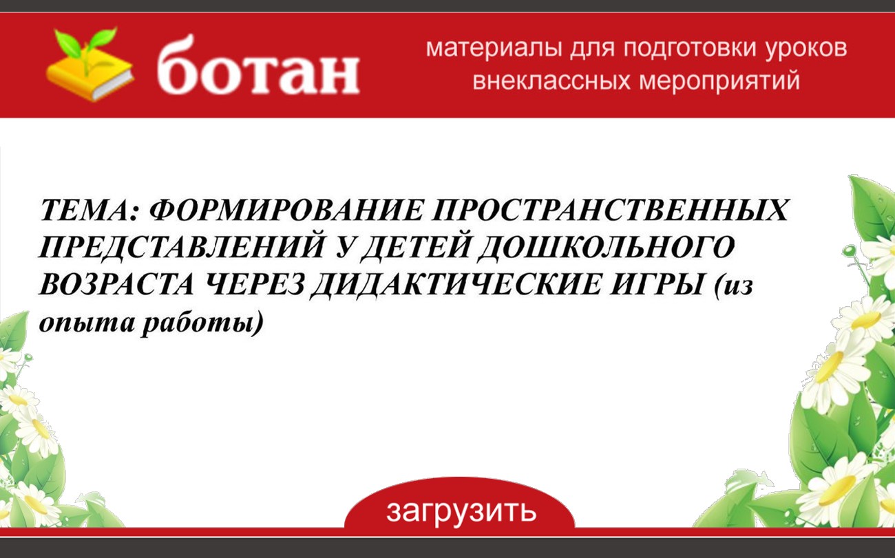 Формирование пространственных представлений у дошкольников презентация