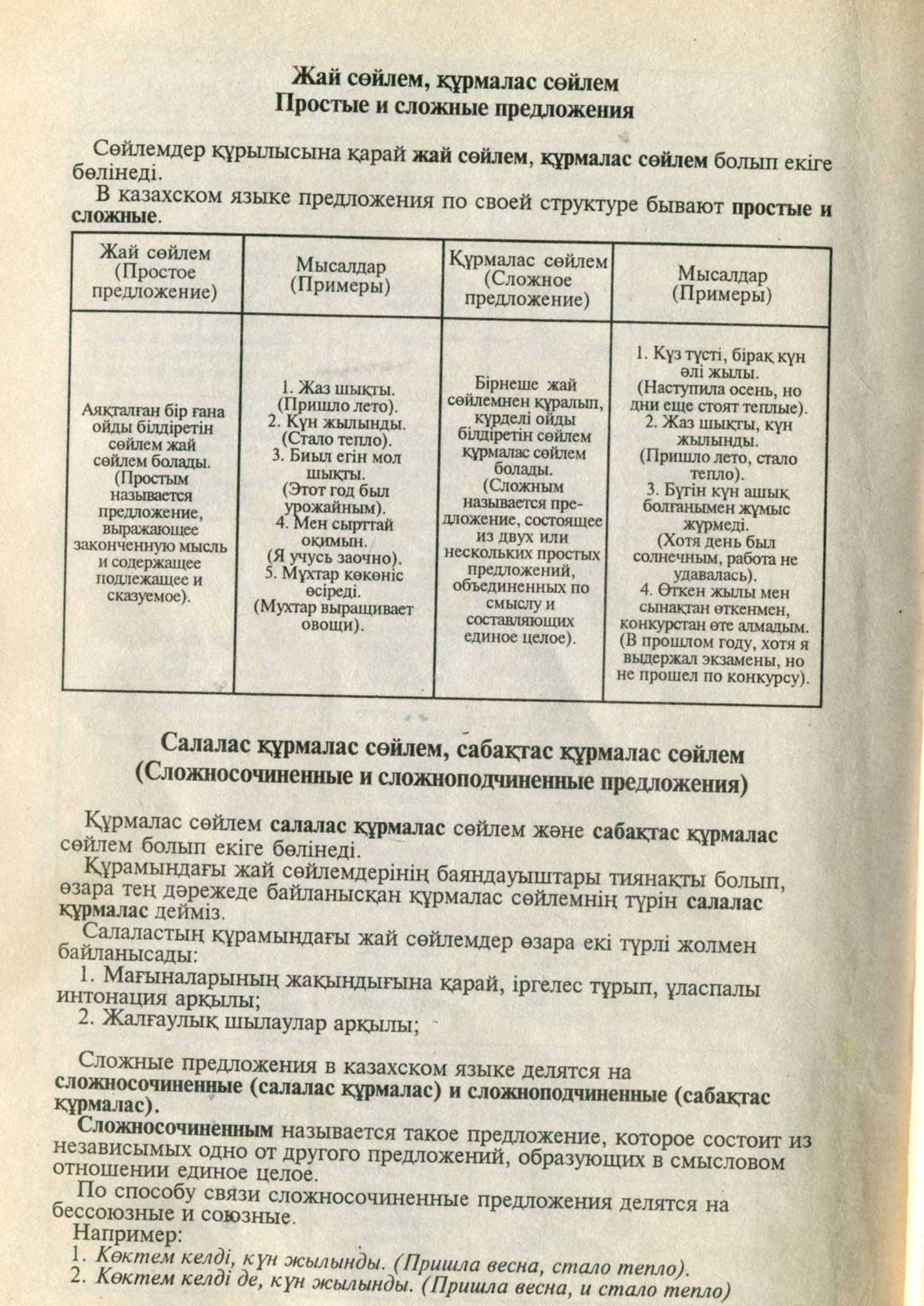 Поурочное планирование по казахскому языку 8 класс
