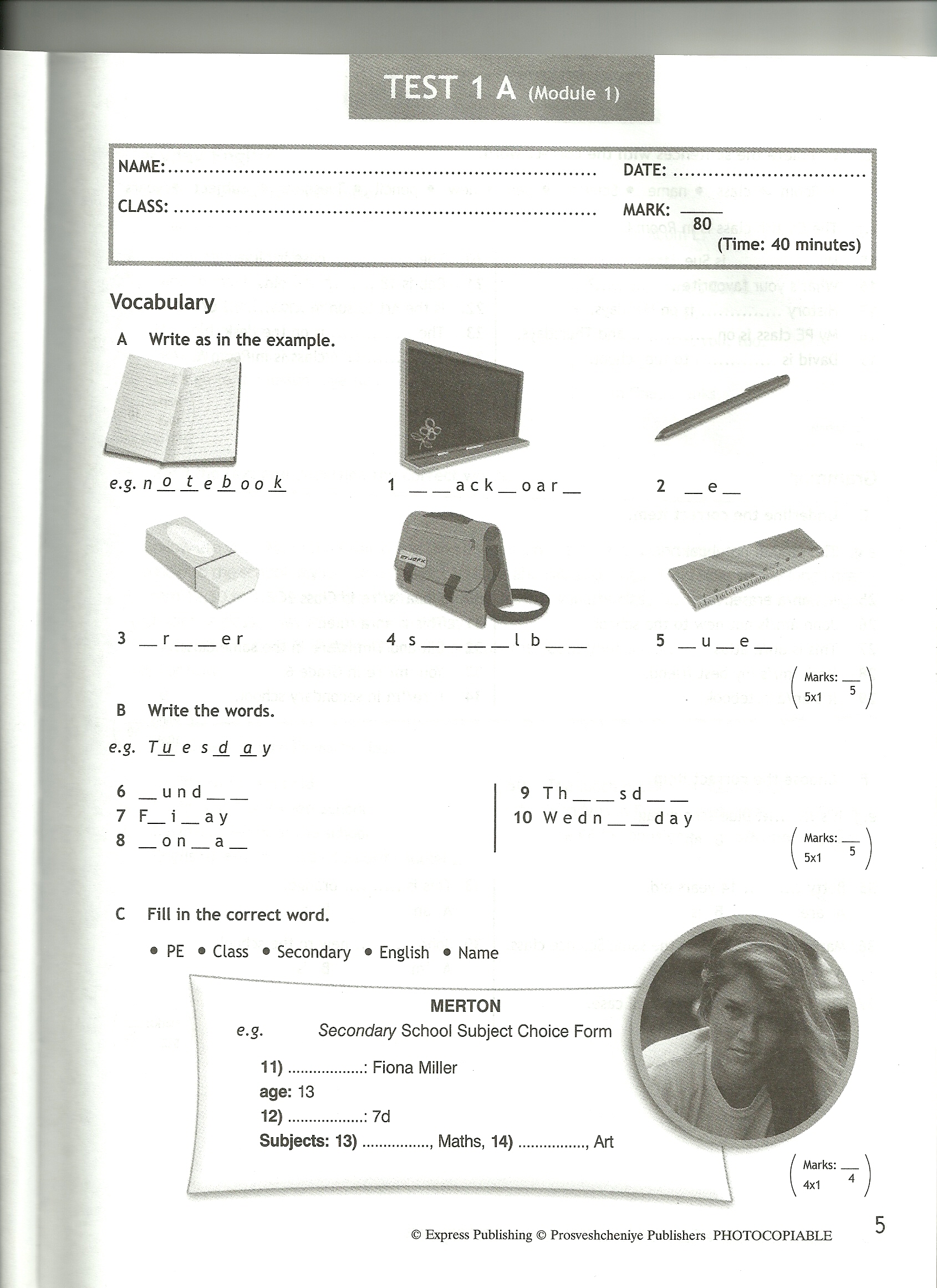 Английский 5 класс учебник 5 модуль контрольная