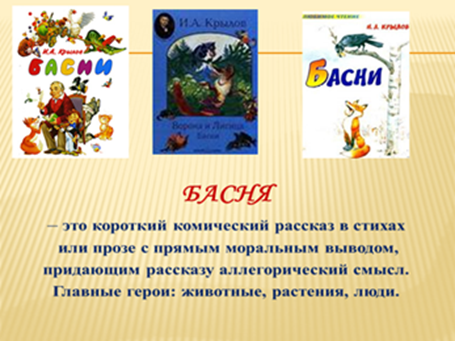 План - конспект урока литературы по теме: «Басни И.А. Крылова»