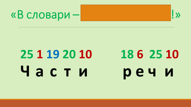 Опорная карточка проекта по русскому языку В словари - за частями речи! 2 класс