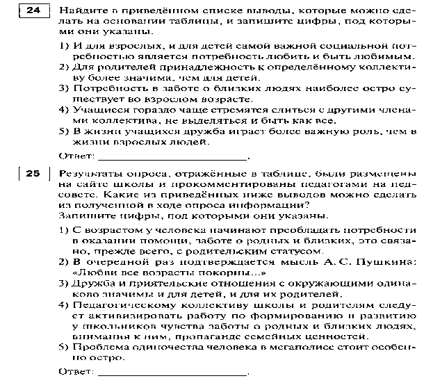 Подготовка к ГВЭ по обществознанию (тестирование)