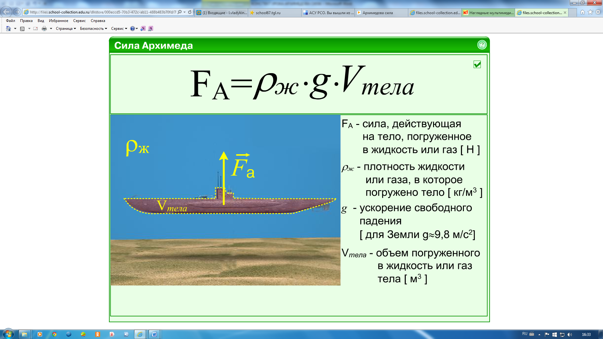 Вес тела в воде 7 класс. Формула нахождения силы Архимеда. Формула архимедовой силы 7 класс физика. Сила Архимеда формула 7 класс. Как работает сила Архимеда.