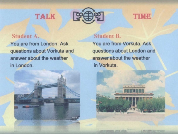 Конспект урока английского языка по теме The weather in London and Vorkuta. 4 класс
