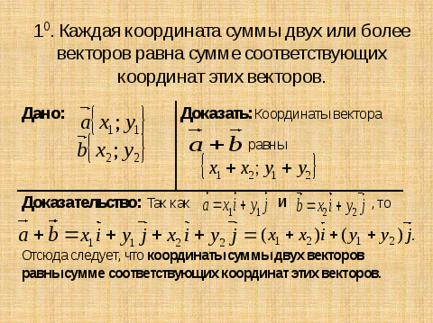 Конспект урока алгебры Координаты вектора (9 класс)