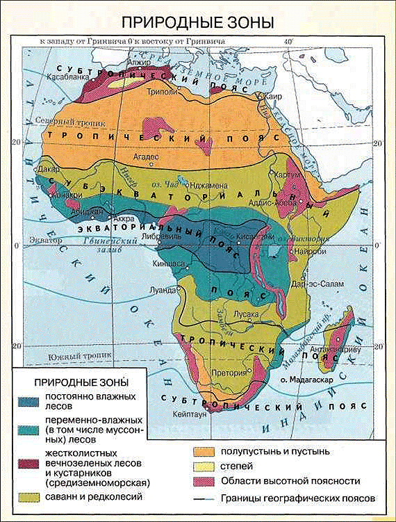 Конспект урока по географии на тему Природные зоны Африки