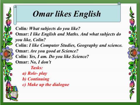 Lesson plan Omar likes English (5 class)