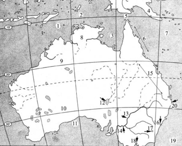 Проверочная работа ( карта)по теме Австралия и Океания.