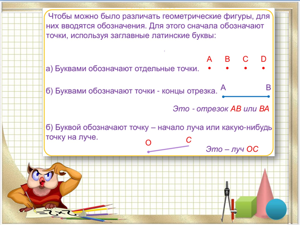 Конспект урока математики на тему Обозначение фигур буквами (2 класс)