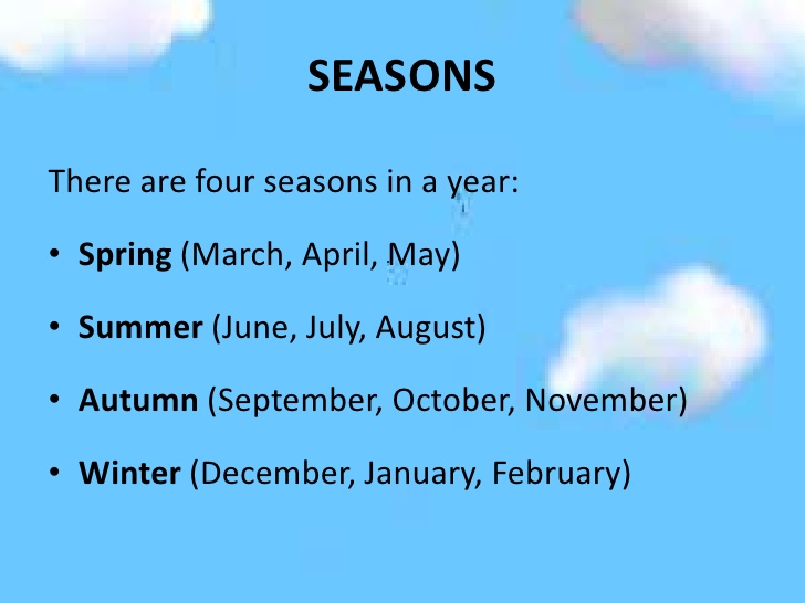 Открытый урок по теме Seasons