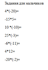 Урок по математике в 6 классе Умножение целых чисел