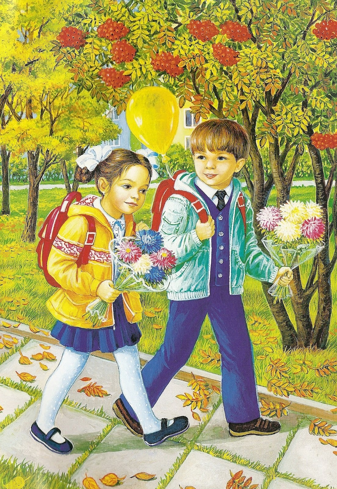 Картина в садик. Картина дети идут в школу. Осень для детей. Картины про школу. Дети идут в школу осенью.