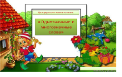 Технологическая карта урока русского языка в 1 классе Однозначные и многозначные слова