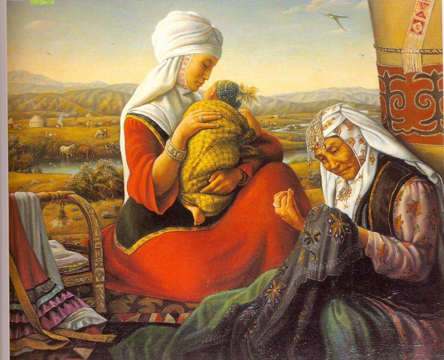Сыйынар ем ана деген тәңірге. Бесік ана. Казахская живопись. Казахстанские дети на картинах. Картины казахстанских художников.