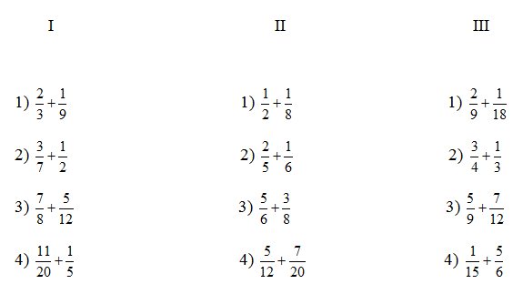 Урок по математике Сложение дробей с разными знаменателями (6 класс)