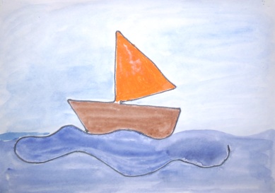 Урок рисования Кораблик на воде