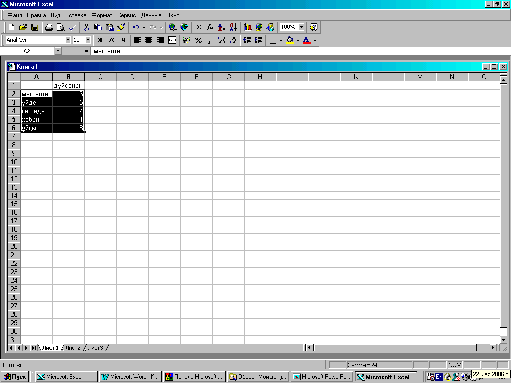 Открытый урок по информатике на тему MS Excel-дің графиктік мүмкіндіктері. Диаграмма құру, редакциялау