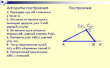Конспект по теме Задачи на построение треугольников