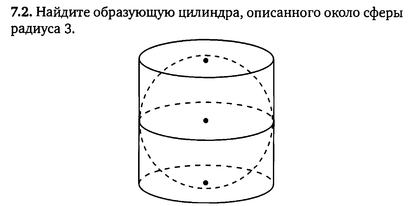 Найдите образующую цилиндра описанного около сферы радиуса 3