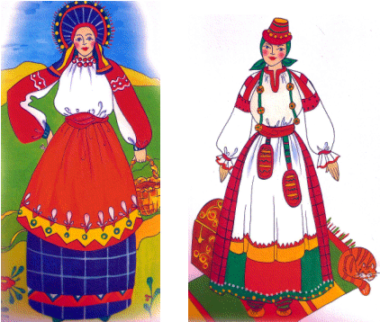 Конспект урока по ИЗО на тему Изображение женских образов в народных костюмах