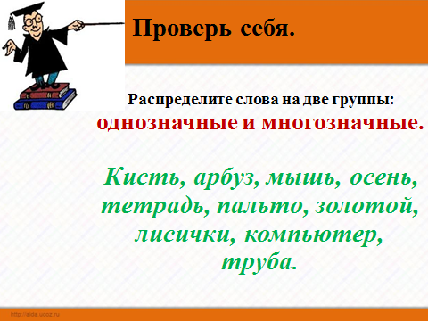 Разработка урока по русскому языку на тему Однозначные и многозначные слова (5 класс).