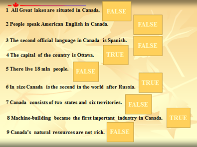 Урок :Canada (10 класс)