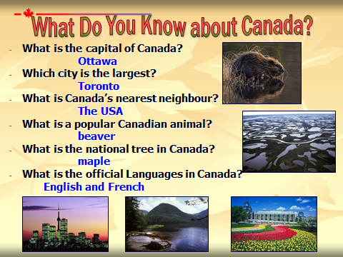 Урок :Canada (10 класс)