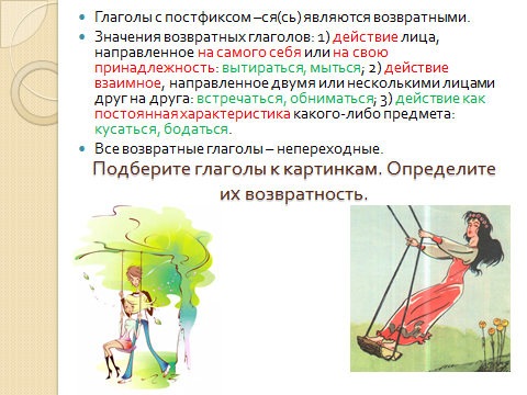 План урока по русскому языку на тему Возвратные глаголы