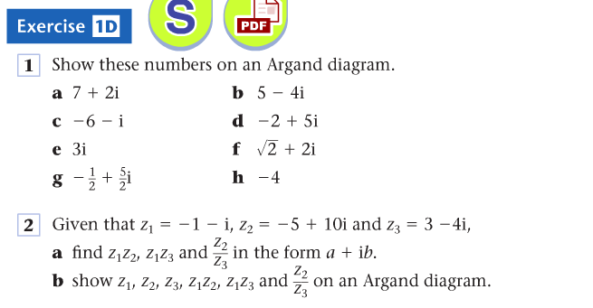 Тематические материалы для подготовки к уроку математики на тему Argand diagram
