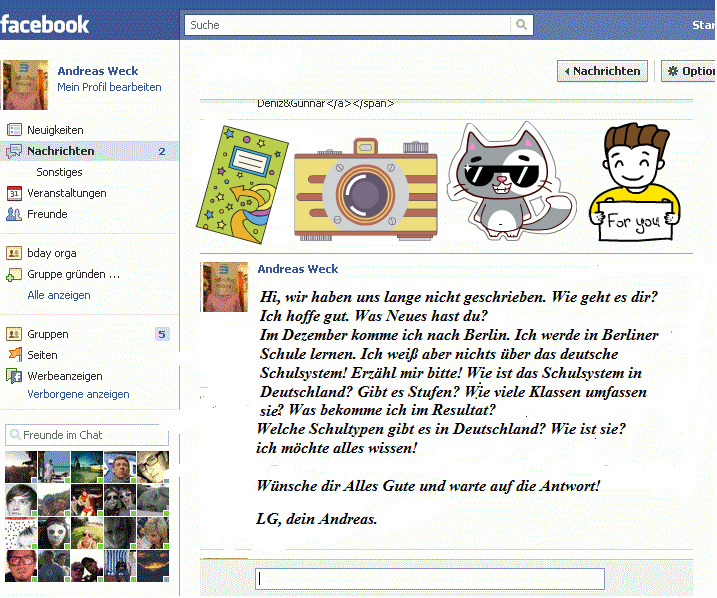 Facebook-Nachricht Das deutsche Schulsystem