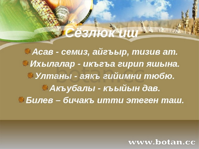 Сёзлюк иш Асав - семиз, айгъыр, тизив ат. Ихылалар - икъгъа гирип яшына. Улт...