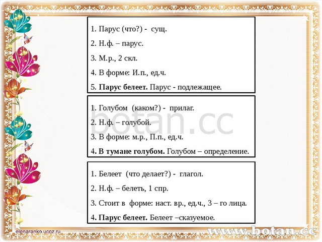 Разобрать слово красивыми как часть речи 4 класс образец