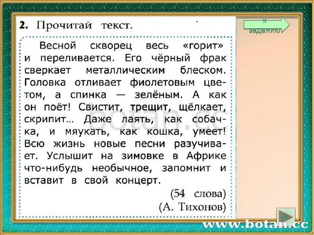 Чтение работа с текстом вариант 9