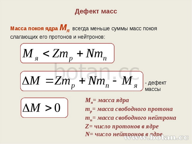 Дефект масс физика 9 класс презентация