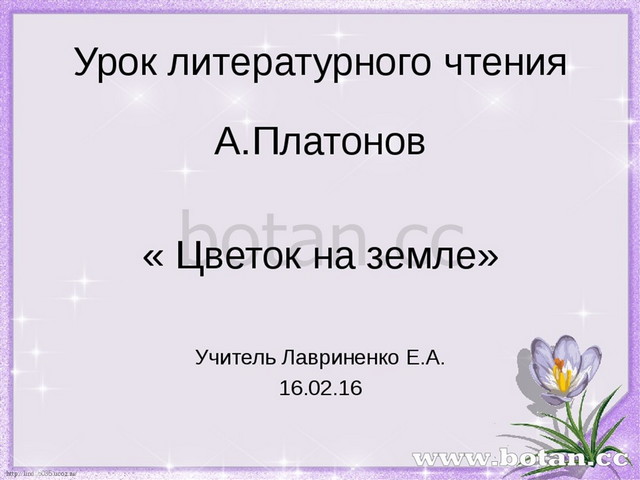 Презентация по чтению 3 класс платонов цветок на земле