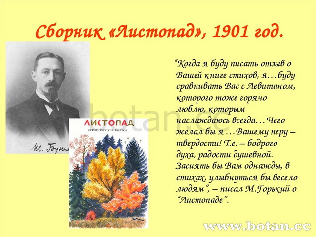 Сборник «Листопад», 1901 год. “Когда я буду писать отзыв о Вашей книге стихов...
