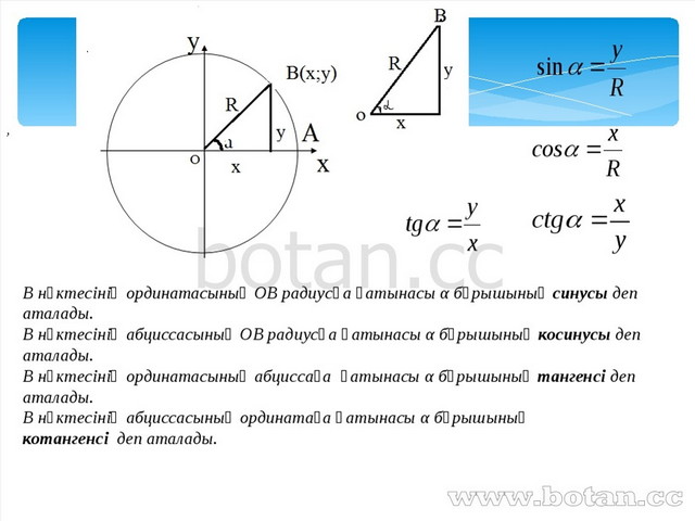 Синус косинус и тангенс углов а и а 10 класс презентация