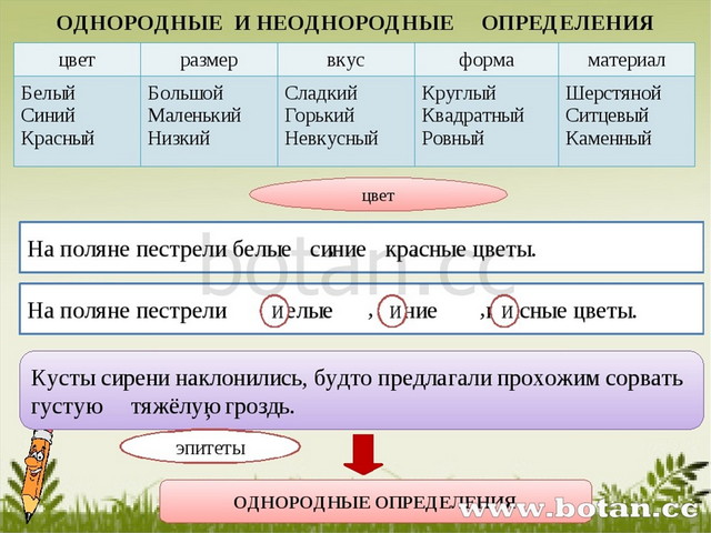Предложения с однородными определениями 4 класс. Предложения с однородными определениями 4 класс