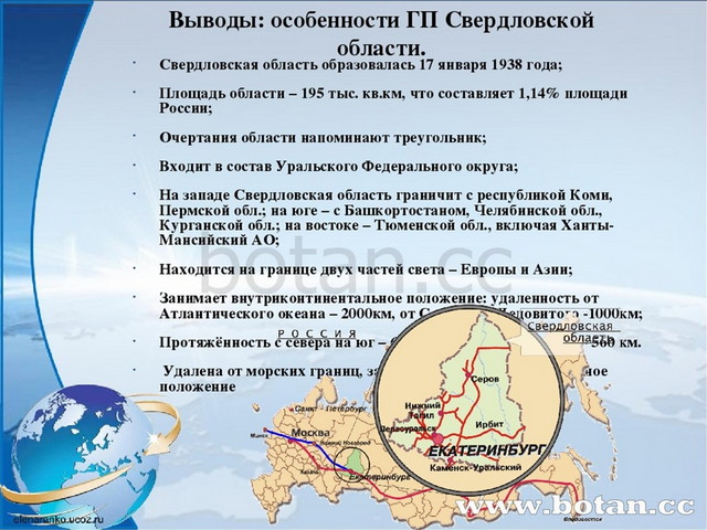 Географическое положение свердловской области презентация 8 класс