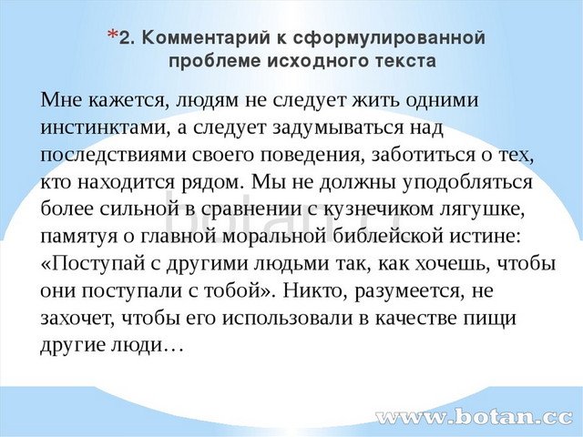 Мне кажется, людям не следует жить одними инстинктами, а следует задумываться...