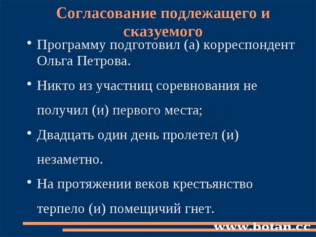 Согласование подлежащего и сказуемого Программу подготовил (а) корреспондент...